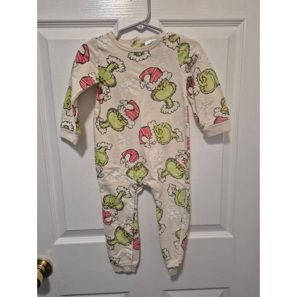 Baby The Grinch Beige & Green Footies 18 Months